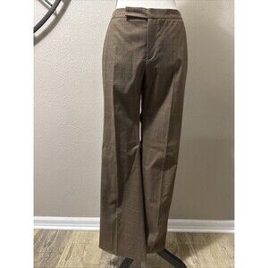 Penta Womens Trouser Pants  Brown Plaid Flare Leg Size 4 NWT $228 Made in USA